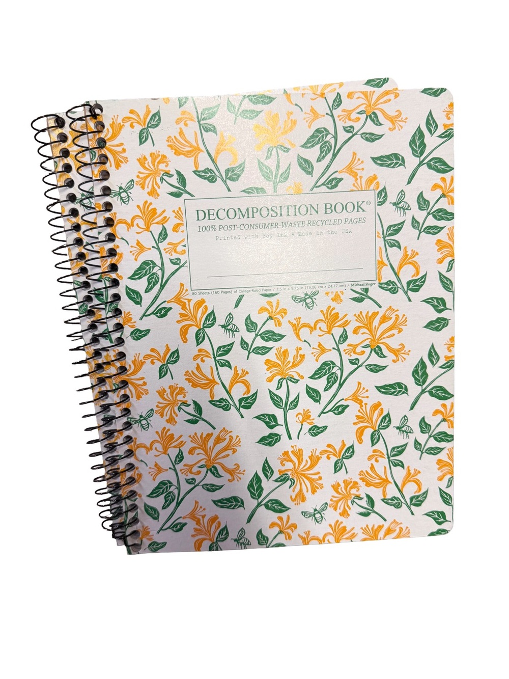 Spiral Notebooks - Yellow & Green Floral